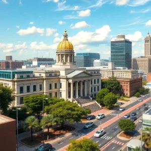 Cityscape of Atlanta depicting key governmental buildings
