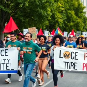 Participants of the community run honoring Ahmaud Arbery