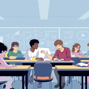 Students engaged in a classroom environment