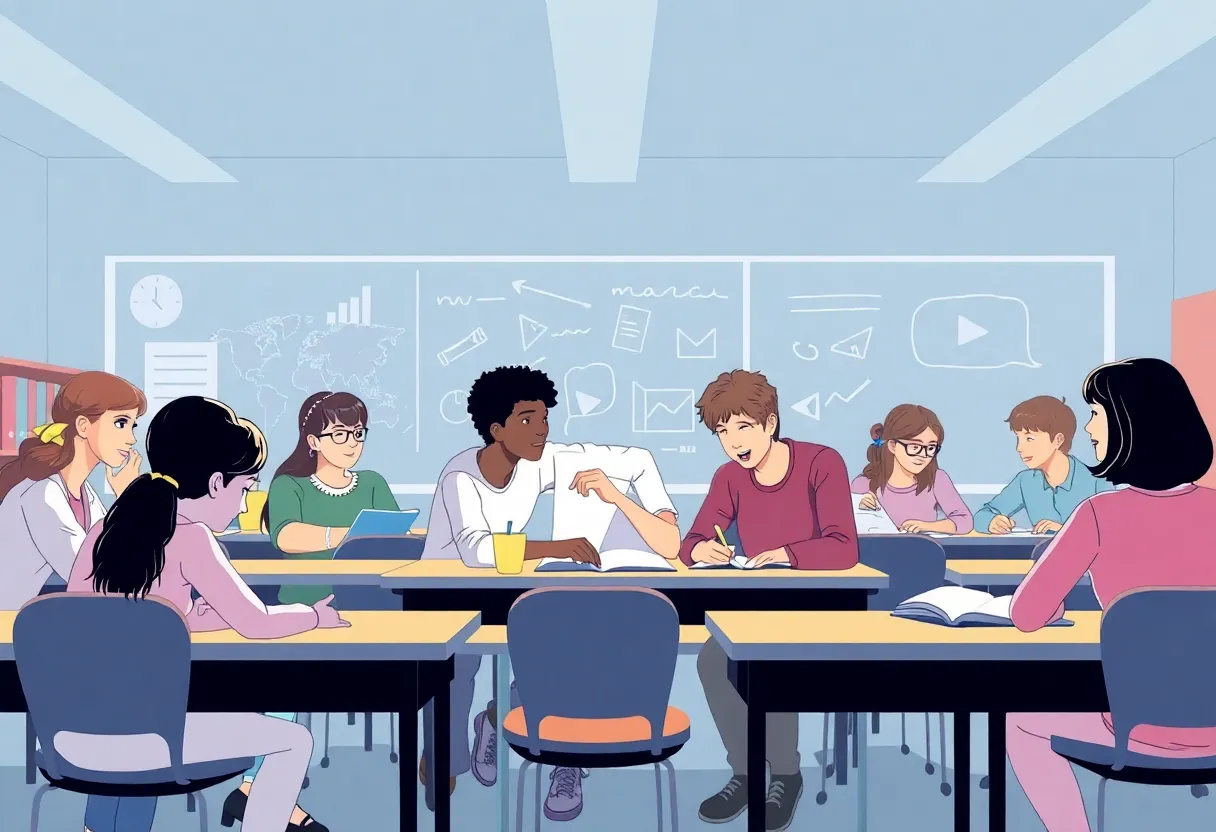 Students engaged in a classroom environment
