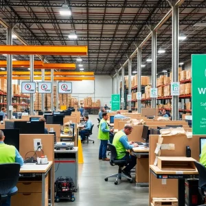 Warehouse workers engaging in safe ergonomic practices