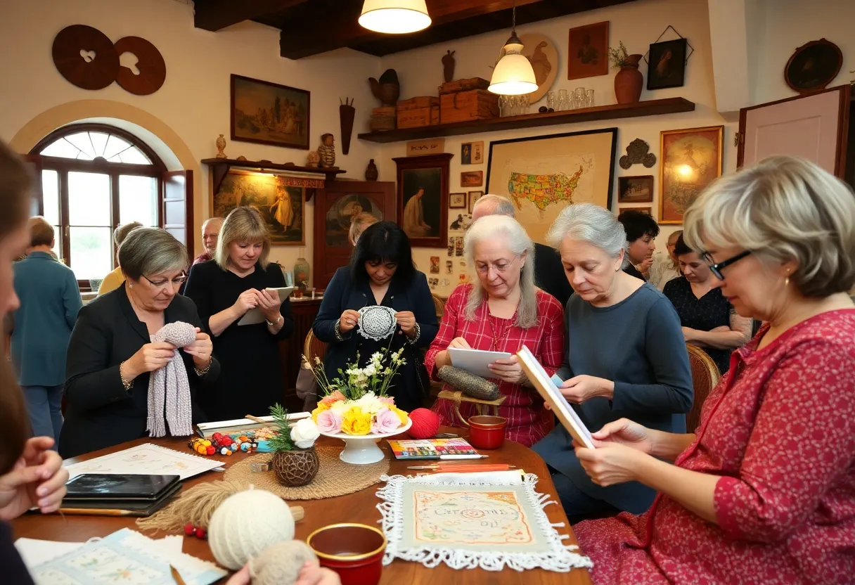 Participants enjoying various craft activities in a workshop setting