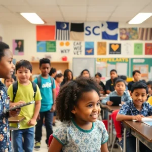 Diverse students participating in educational activities in Savannah school.