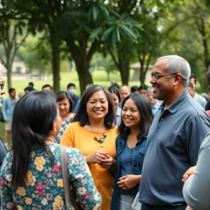 Community leaders engaging with residents at a local event in Savannah