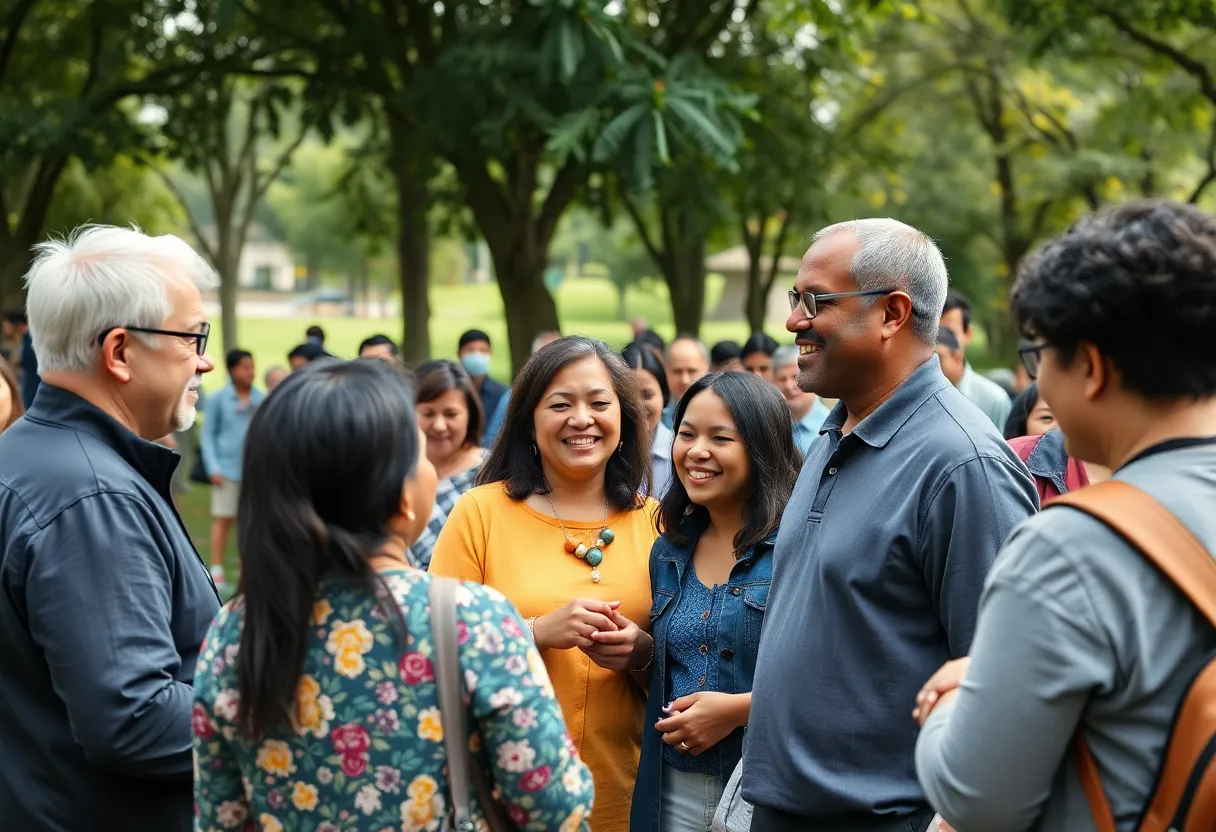 Community leaders engaging with residents at a local event in Savannah