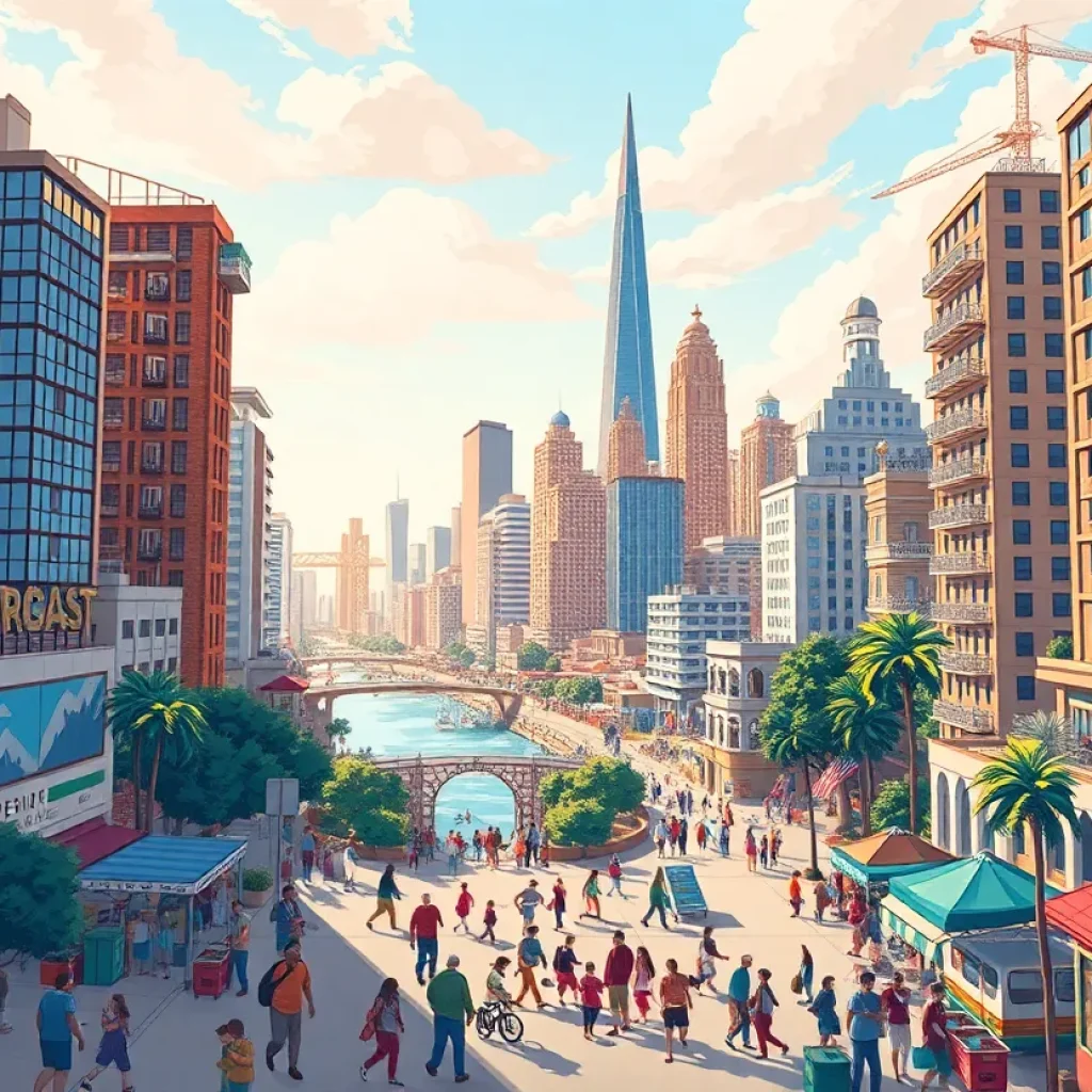 Illustration representing economic growth in Savannah