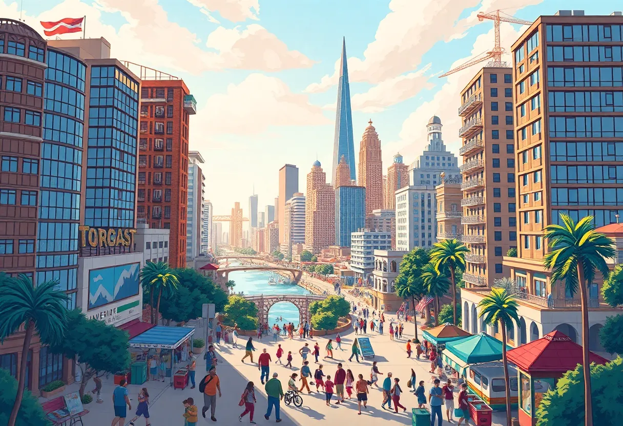 Illustration representing economic growth in Savannah