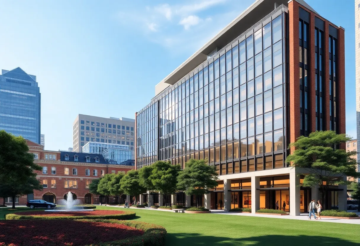 Rendering of proposed office complex near Forsyth Park in Savannah