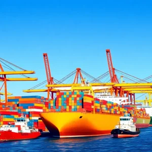 Container ships at Savannah Port during expansion