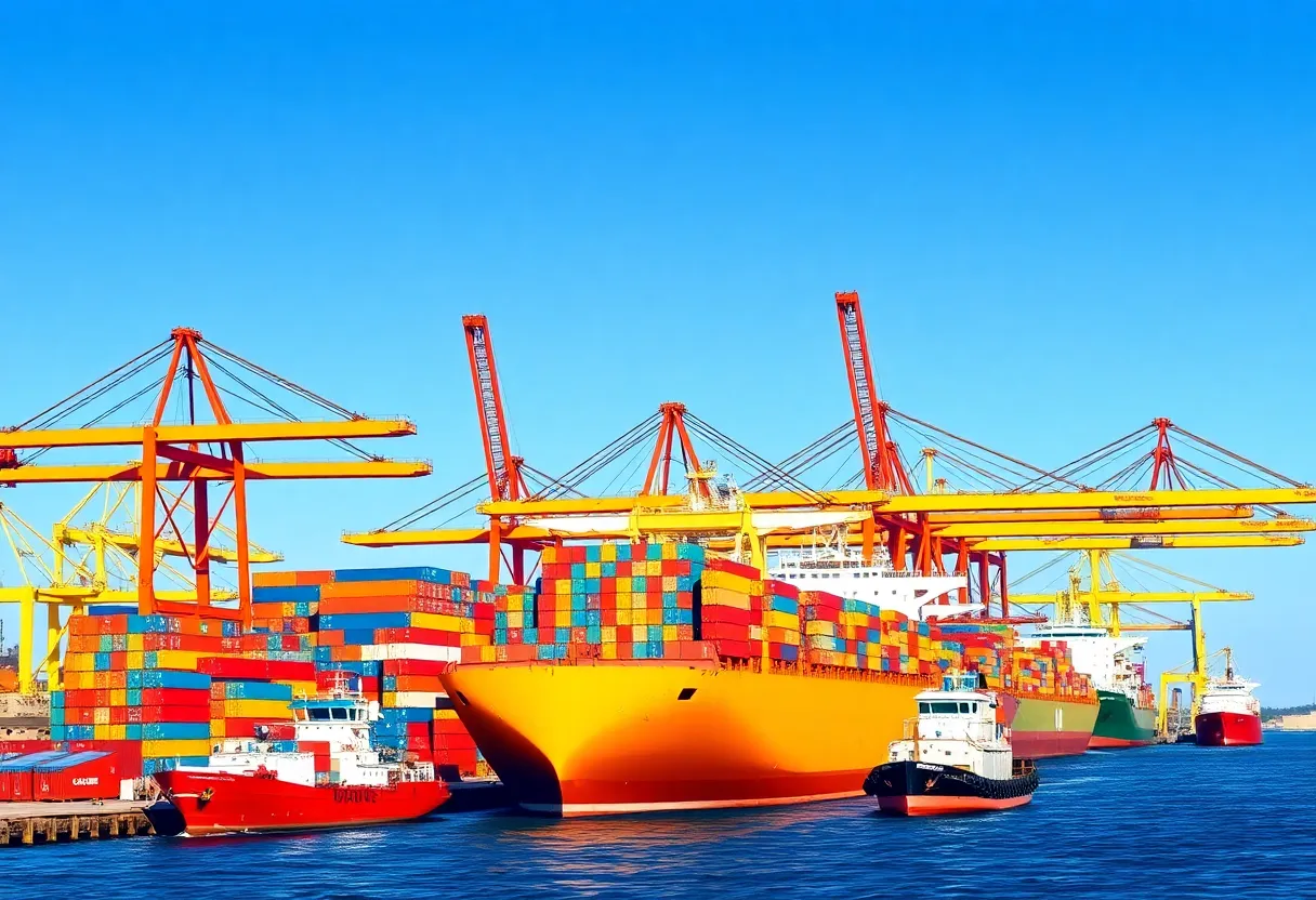 Container ships at Savannah Port during expansion