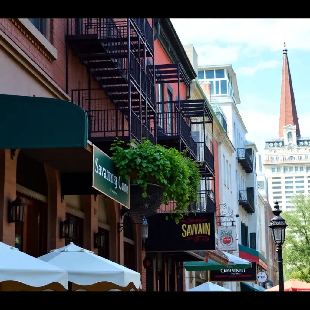 A collage of different Savannah restaurants highlighting inspection results