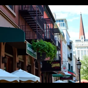 A collage of different Savannah restaurants highlighting inspection results