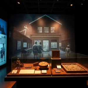 Exhibit display showcasing the lives of enslaved individuals at the Davenport House Museum.