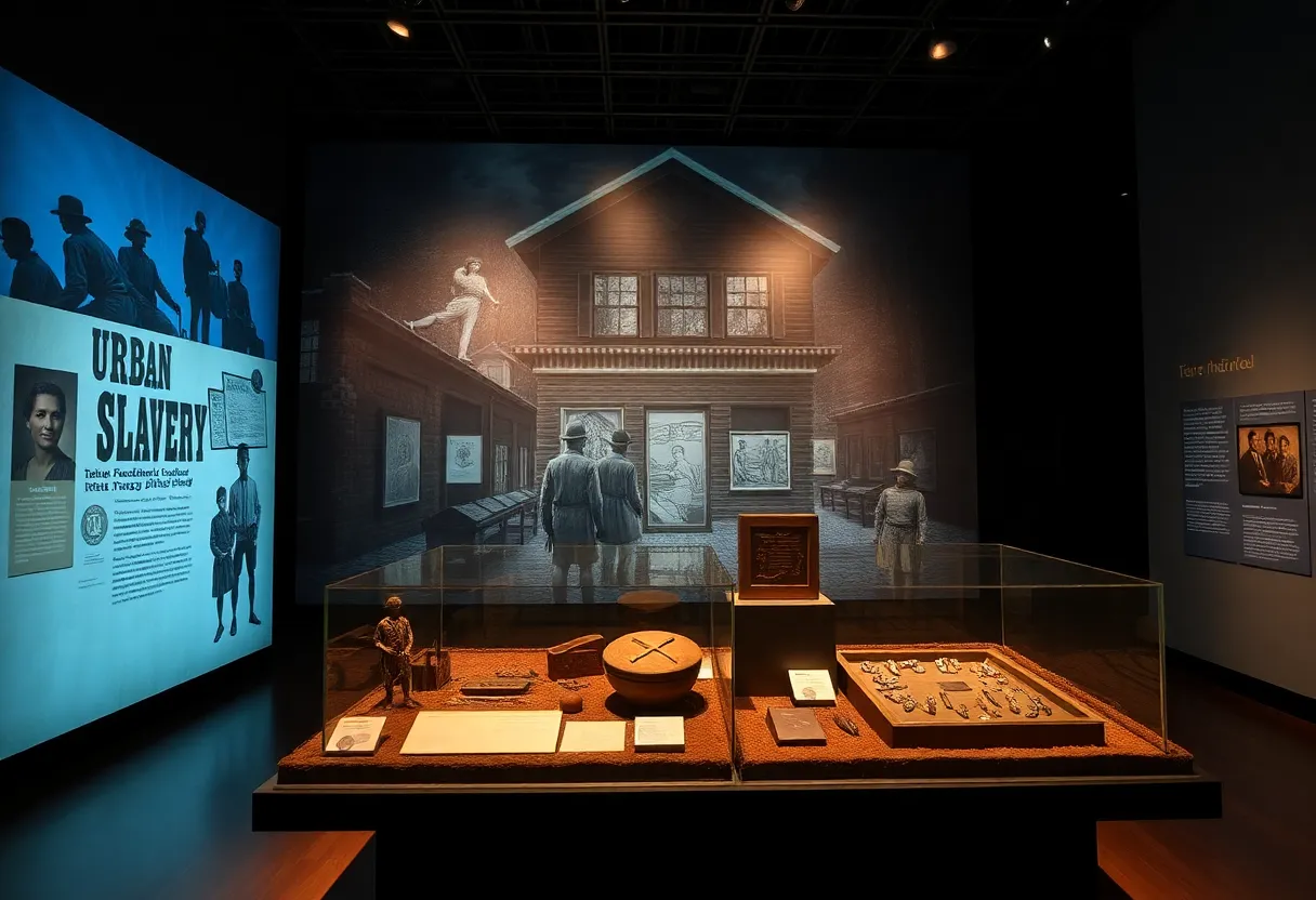 Exhibit display showcasing the lives of enslaved individuals at the Davenport House Museum.