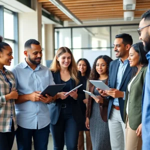 Diverse group of employees in an office