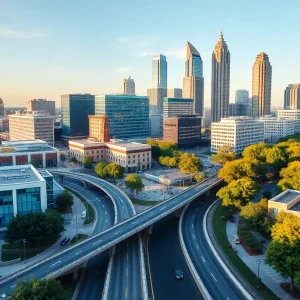 Cityscape of Atlanta highlighting infrastructure and healthcare improvements