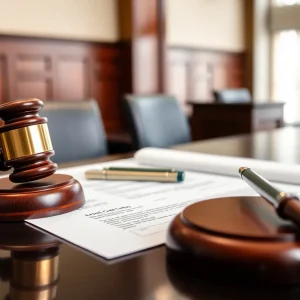 A courtroom gavel and legal documents representing a significant legal verdict.