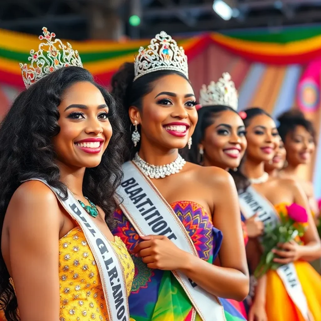 A colorful representation of diversity in a beauty pageant setting