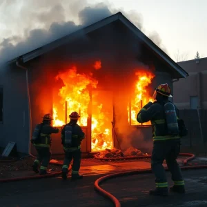 Firefighters battling a structure fire in Savannah