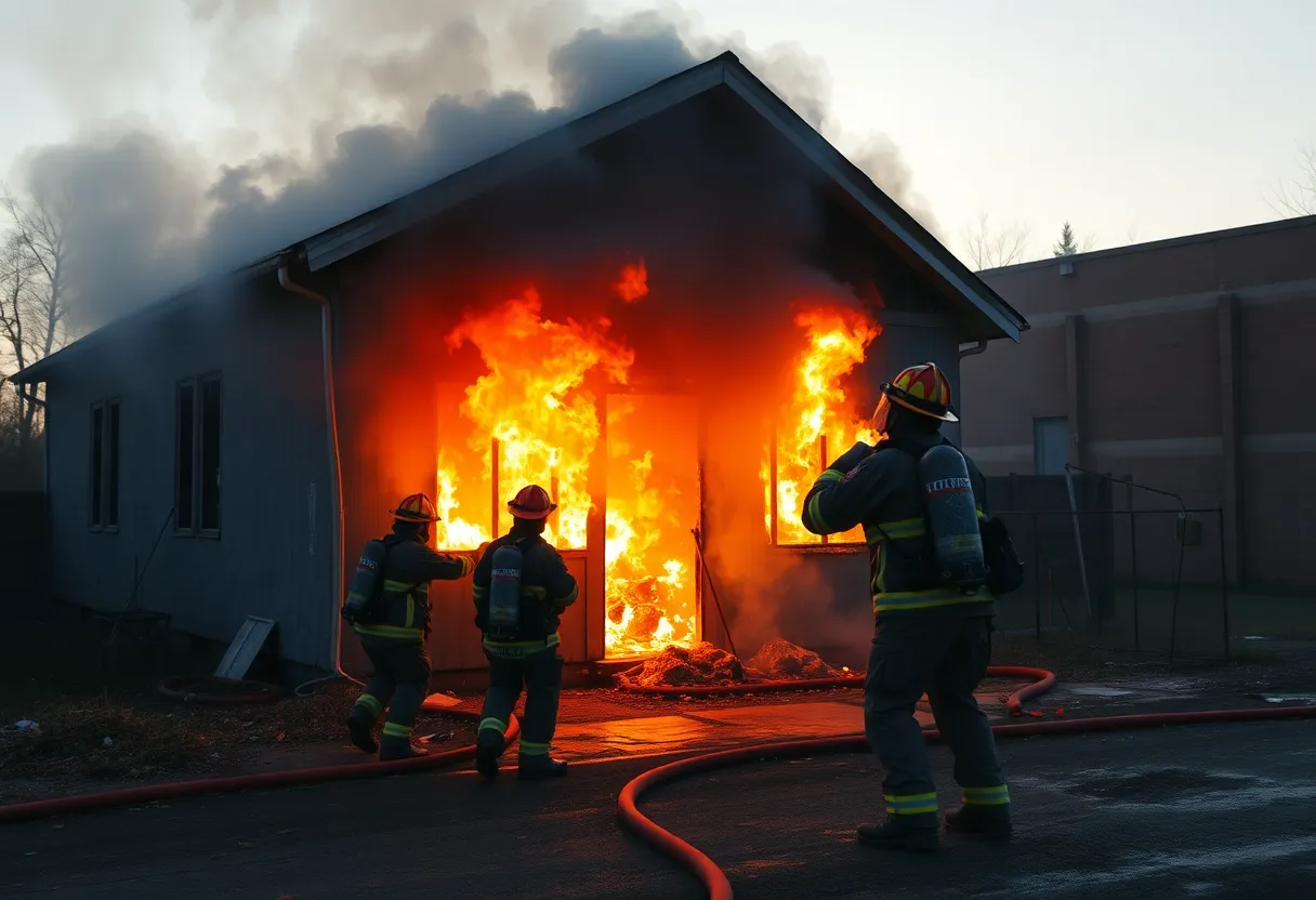 Firefighters battling a structure fire in Savannah