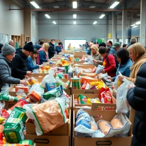 Community members receiving food assistance at a Georgia food bank