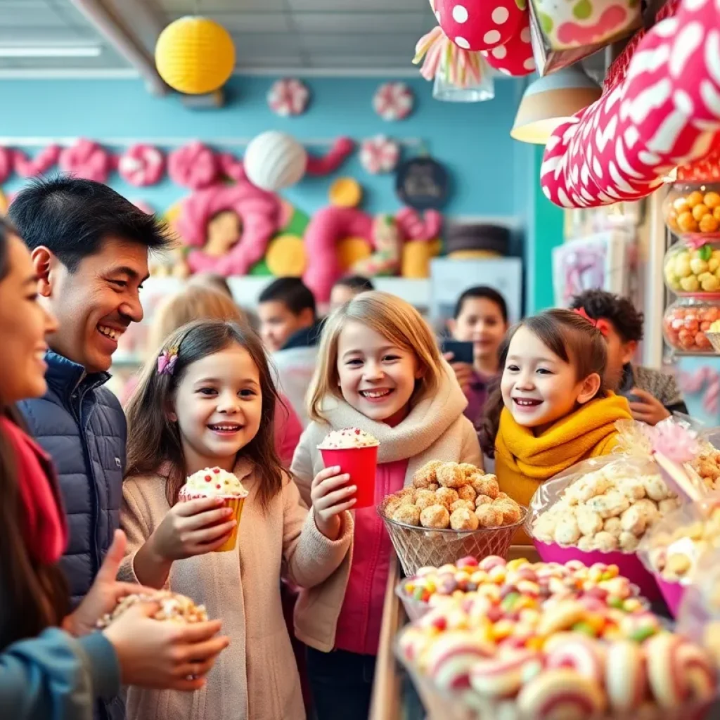 Families enjoying sweets during the Founder’s Day celebration at Savannah’s Candy Kitchen.