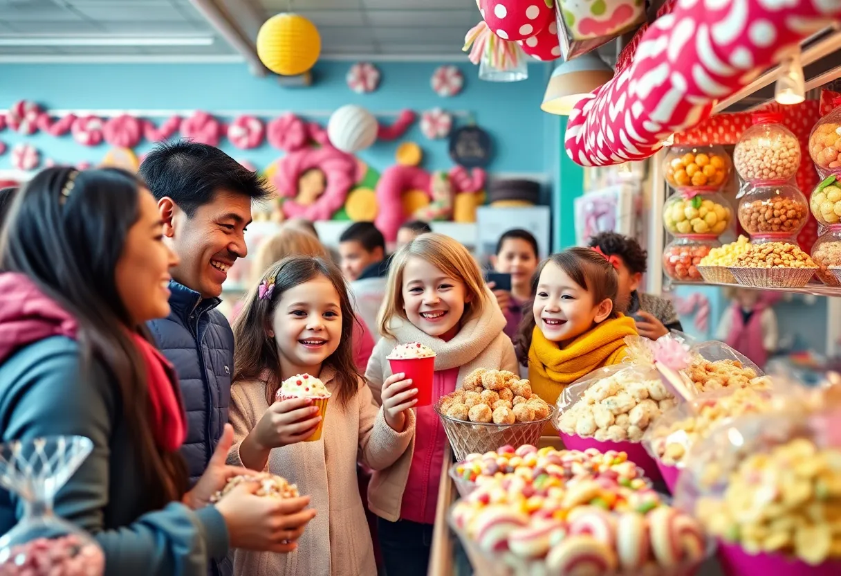 Families enjoying sweets during the Founder’s Day celebration at Savannah’s Candy Kitchen.
