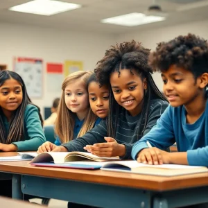 Diverse students learning in a classroom