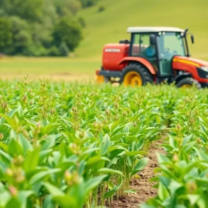 Field of healthy crops symbolizing crop protection tools in Georgia