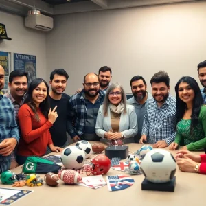 Group of people discussing online sports betting in Georgia