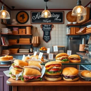 A selection of sandwiches and pastries at Henri's Bakery.