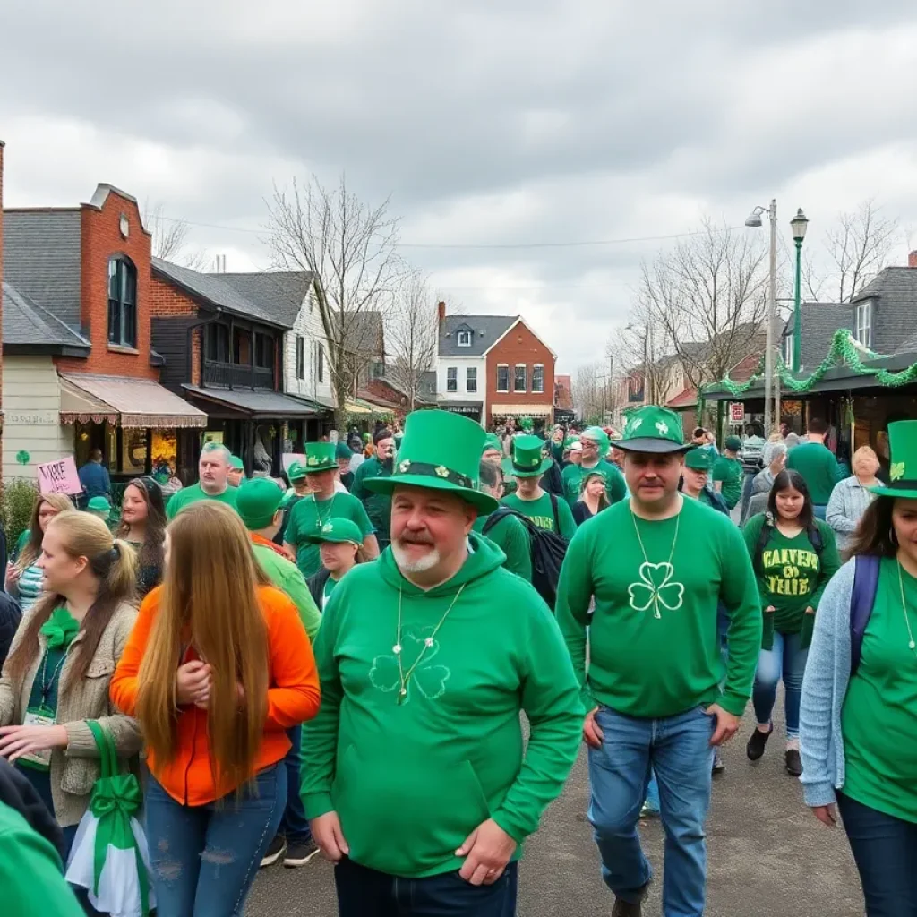 Community celebration of St. Patrick's Day on Hilton Head Island with green decorations.