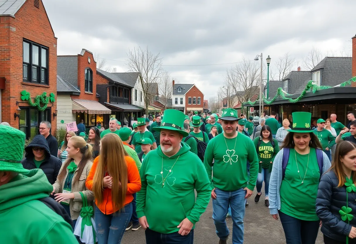Community celebration of St. Patrick's Day on Hilton Head Island with green decorations.