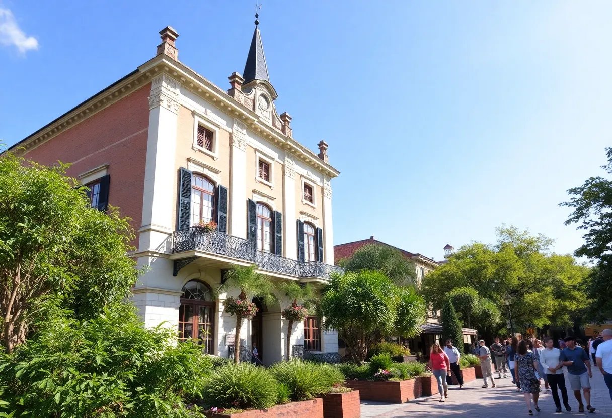 Community members engaging with historic buildings in Savannah