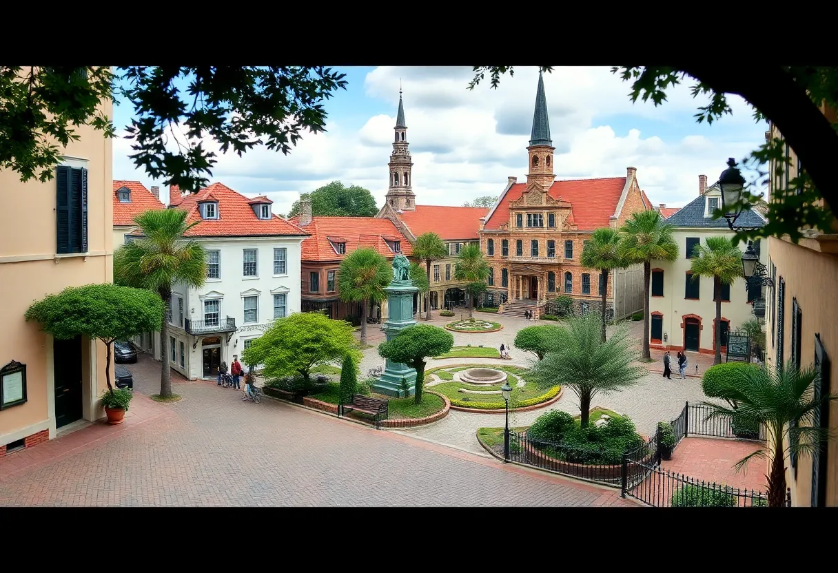 Cobblestone streets of historic Savannah