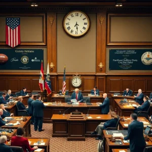 Legislators discussing mobile sports betting legislation