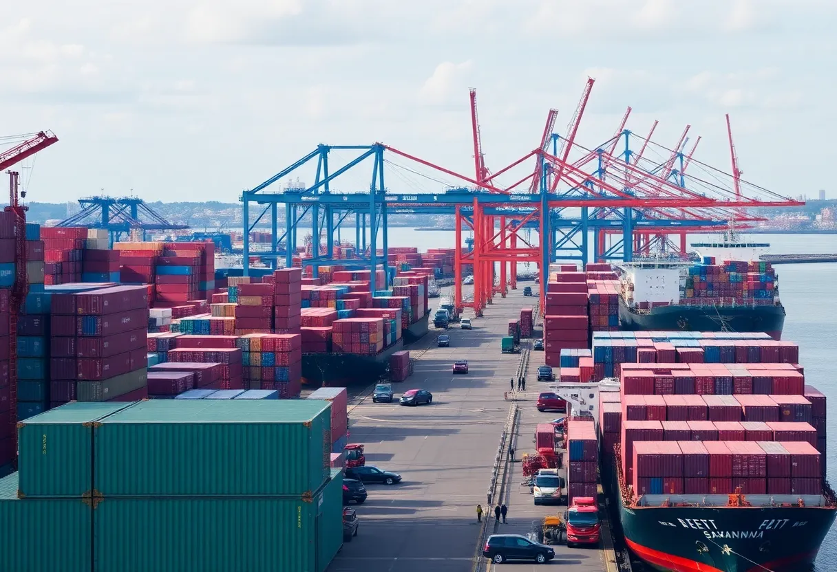 Container ships and cranes at the Port of Savannah