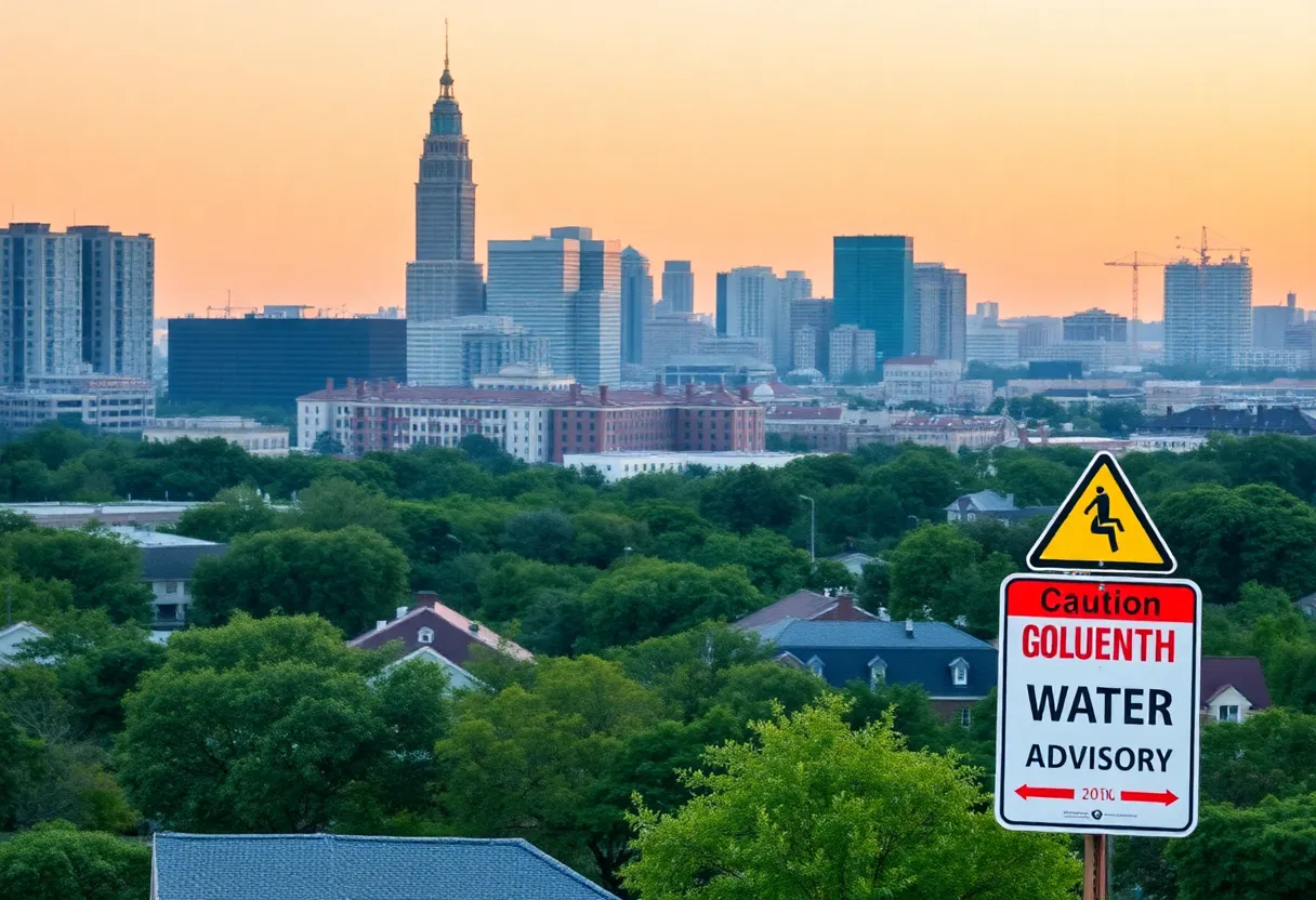 Caution sign in Savannah due to boil water advisory