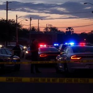 Law enforcement at a crime scene in Savannah, Georgia