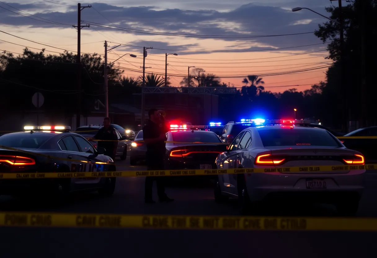 Law enforcement at a crime scene in Savannah, Georgia