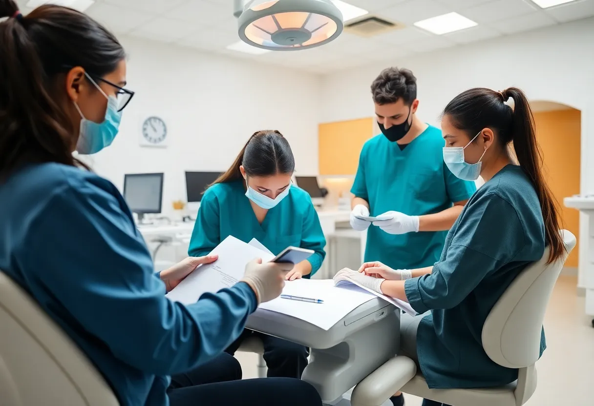 Conceptual image of students learning in a dental college