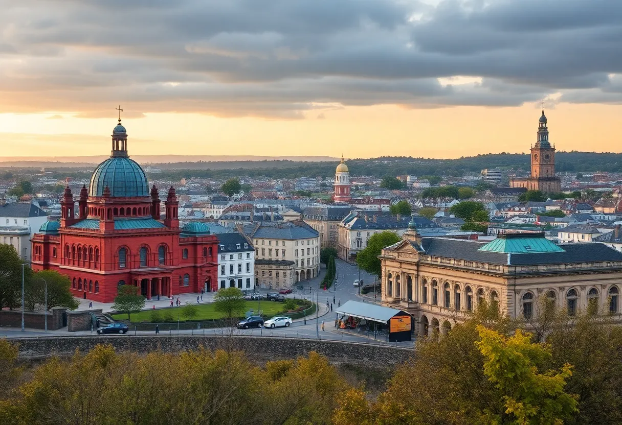 A collage of Savannah and Limerick city landmarks showcasing friendship.