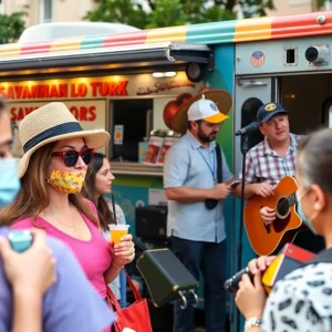 Participants enjoying the Savannah mobile tour with local flavors and music