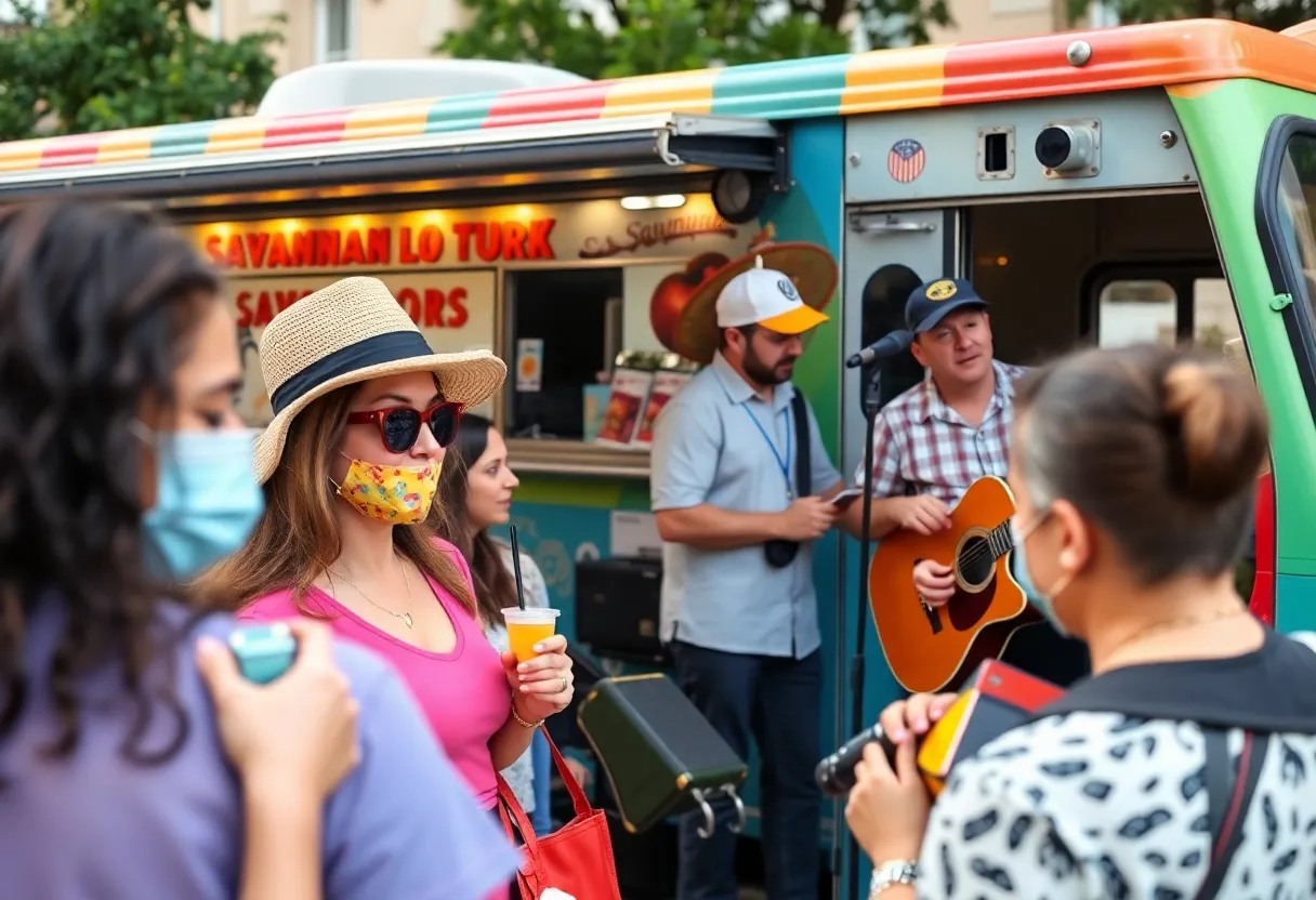 Participants enjoying the Savannah mobile tour with local flavors and music