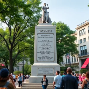 A beautiful monument dedicated to women in historic preservation in Savannah's Columbia Square.