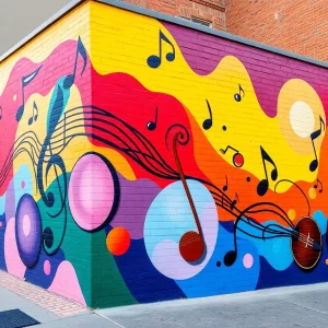 Mural representing music and arts in Savannah