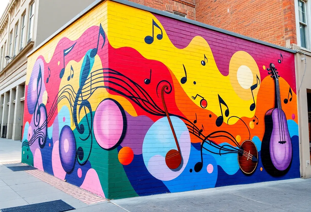 Mural representing music and arts in Savannah