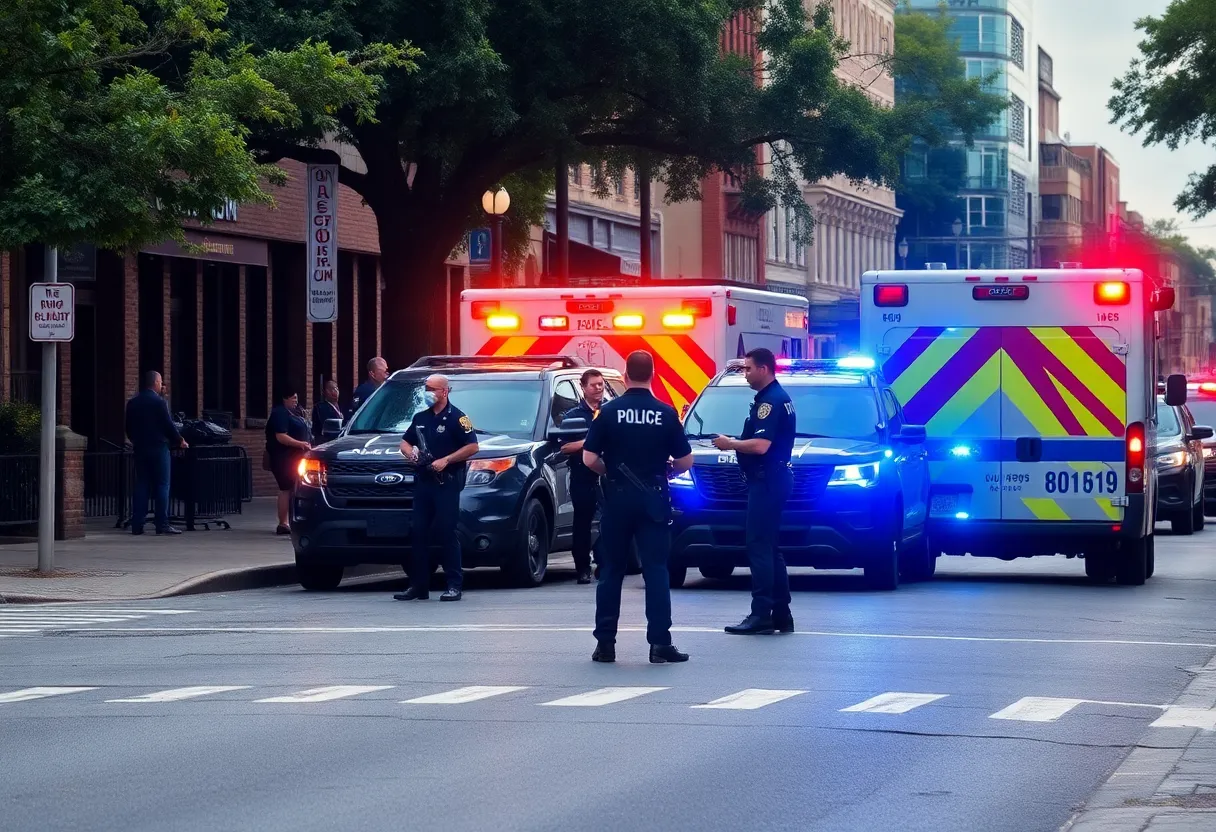 Police officers at the scene of a violent incident in Savannah