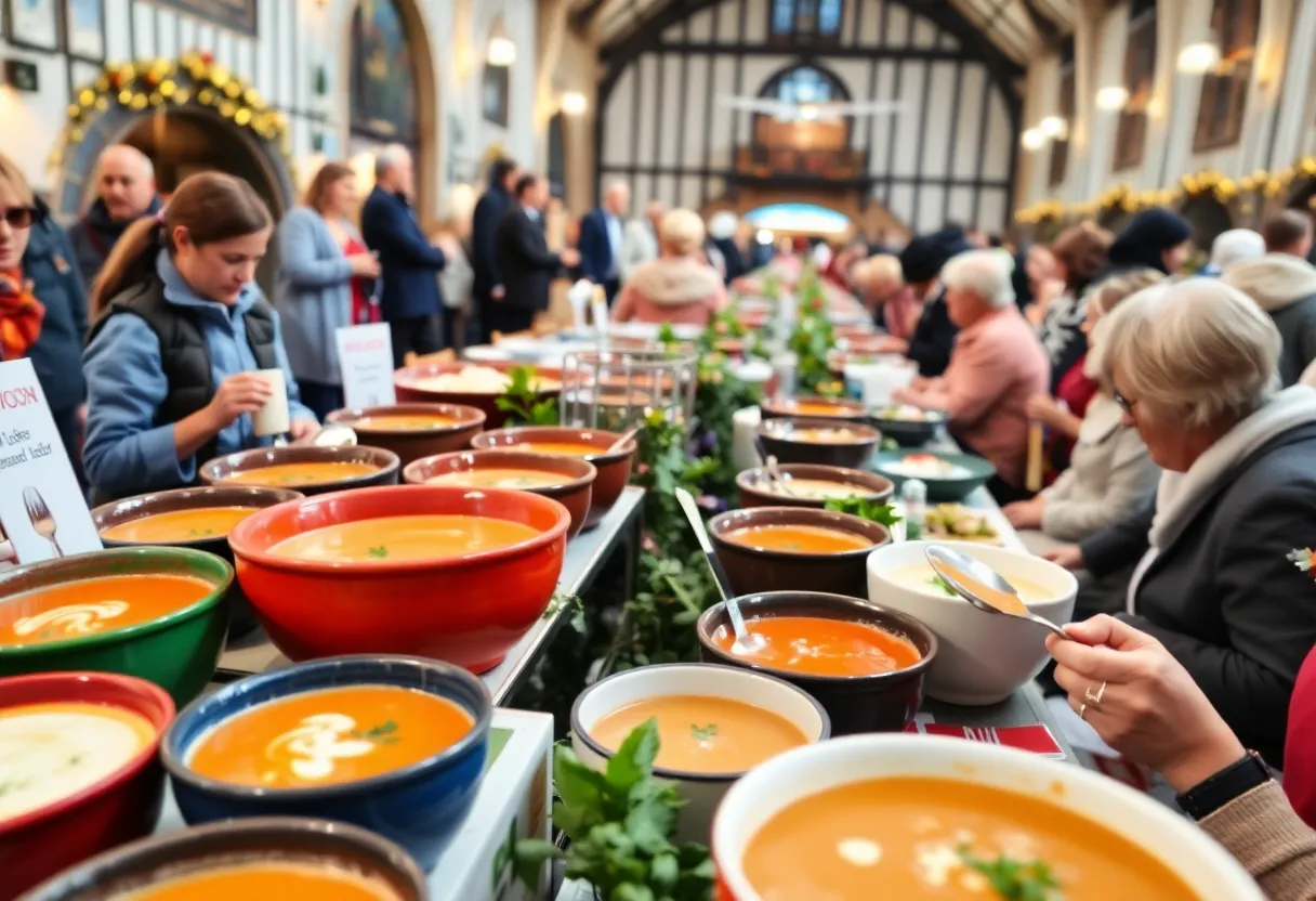 People enjoying soup at the Soup It Up fundraiser in Savannah