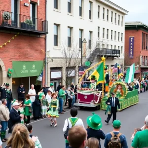 Crowd enjoying St. Patrick's Day festivities in Savannah